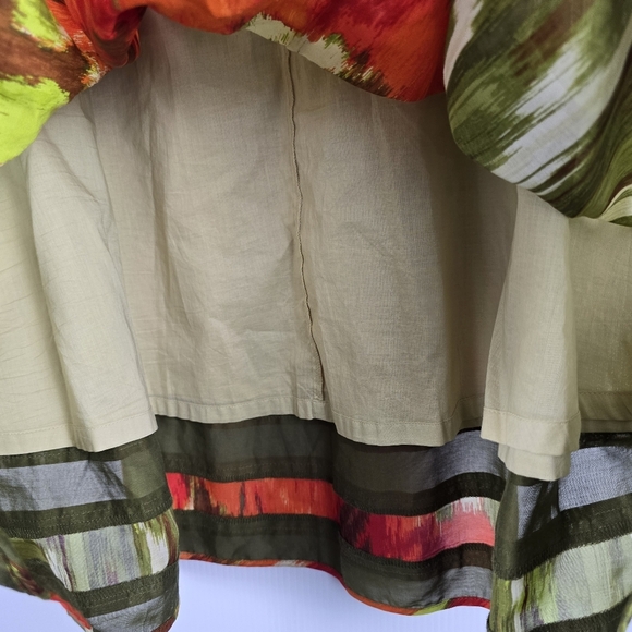 Talbots Vibrant Multicolor Skirt Cotton/Silk Blend Orange Green Yellow Size 8P - Picture 8 of 11